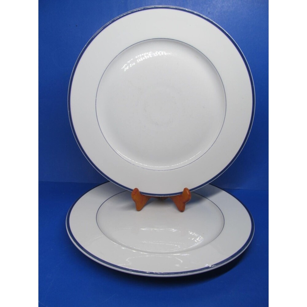 Block Blue Collection Spal Portugal Set Of Two 12 1/4" Chop Plates Platters Used